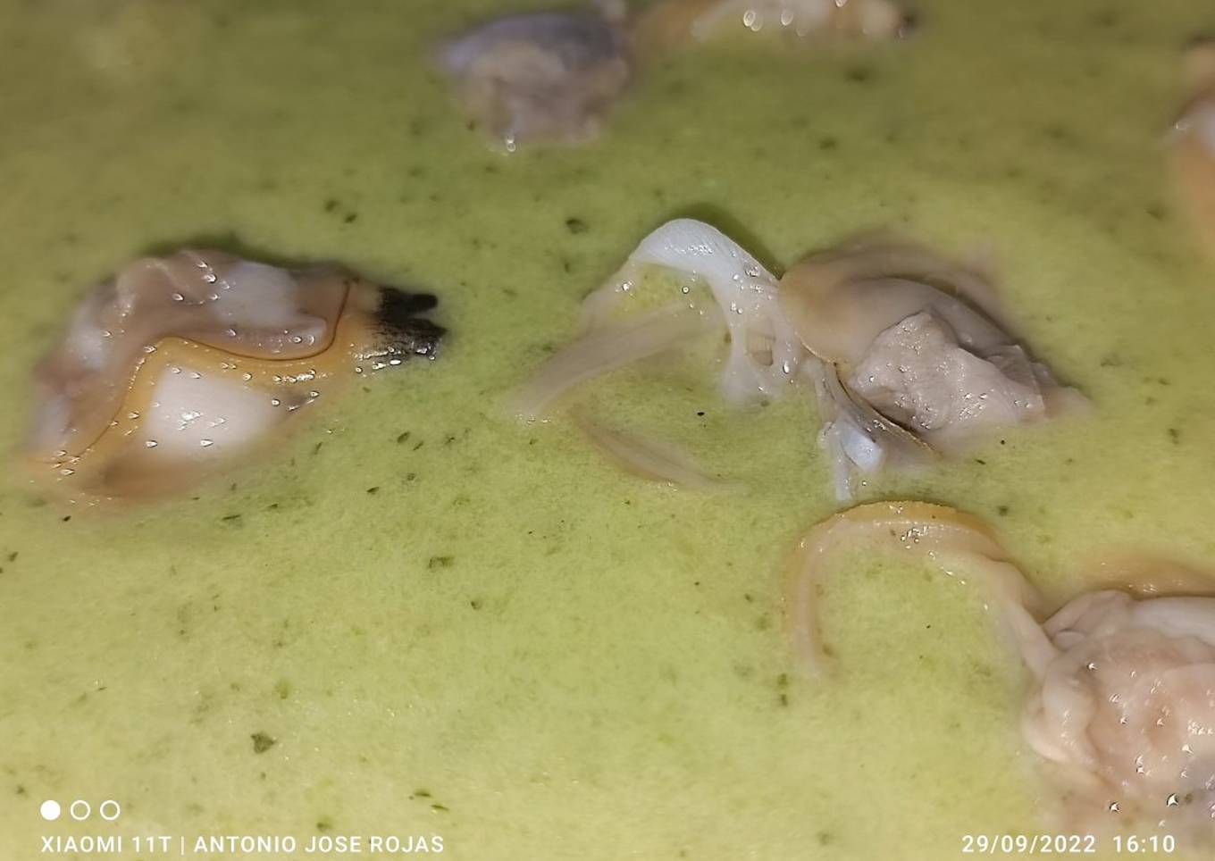 Crema de calabacín y almejas