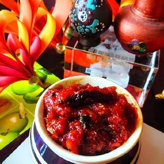 A picture of Mavinkai/Mango Thokku.