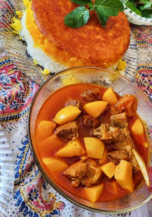 عکسی از دستور خورشت به و آلو