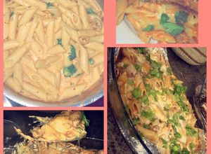 صورة لوصفة باستا القصدير بالصوص الوردي💕😋