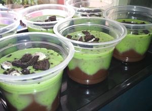Foto resep Puding coklat cantik fla matcha oreo ❤️