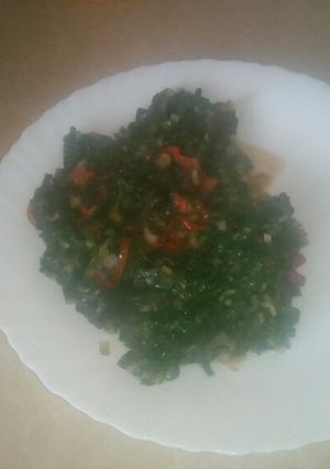 A picture of Fried Pumpkin leaves.