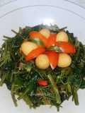 Cah kangkung saus tiram kombinasi dengan telur puyuh