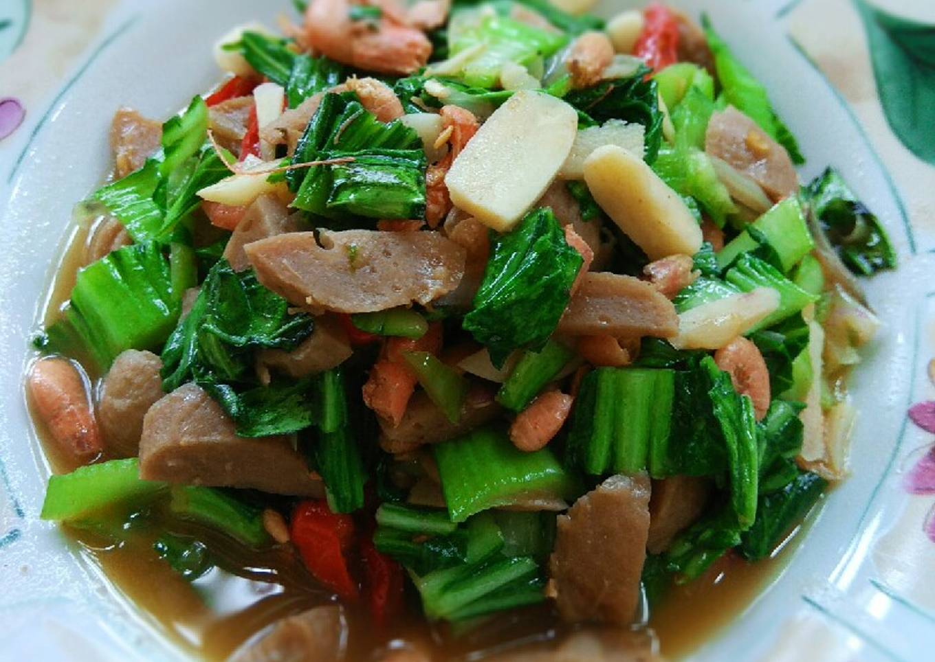 Pokcoy Baso Udang Saus Tiram