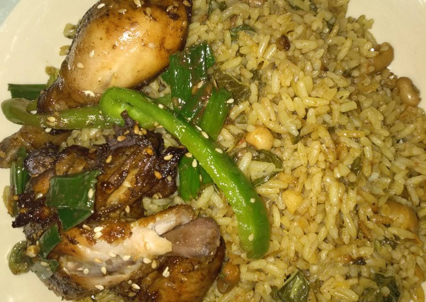 Jollof rice with grill chicken