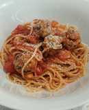 Olasz paradicsomos húsgolyó spagettivel