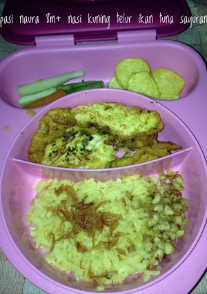 Foto resep Mpasi 8m+ nasi kuning majicom dan telur ikan tuna dadar sayuran
