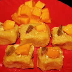 A picture of Mango barfi recipe||summer dessert recipe.