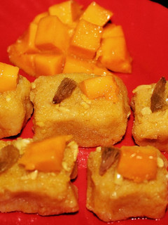 A picture of Mango barfi recipe||summer dessert recipe.