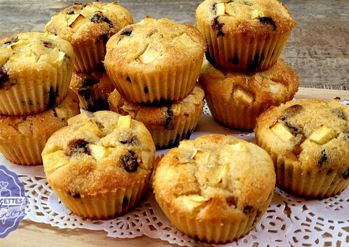 Muffins coeur de pommes et pépites de chocolat