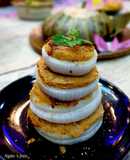 Hành tây cuộn đậu lăng, tempeh đậu gà