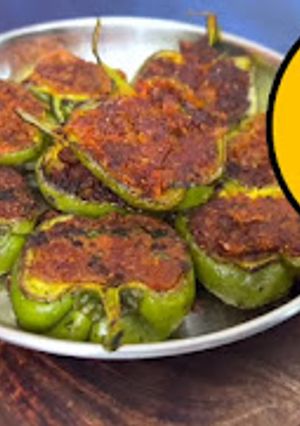 भरलेली ढोबळी मिरची/ भरलेली शिमला मिरची/ stuffed Shimla mirchi/ stuffed capsicum - मराठी रेसिपी रेसिपी चे मुख्य फोटो