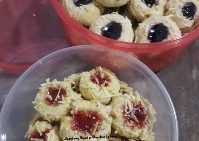 Strawberry thumb print cookies