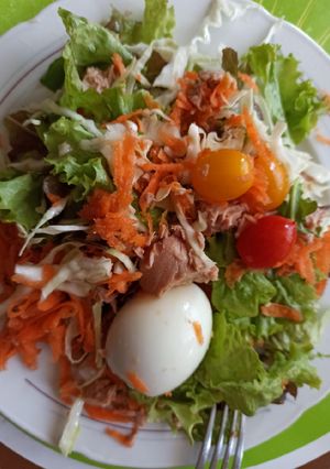 Una foto de Ensalada mixta con atún y arroz