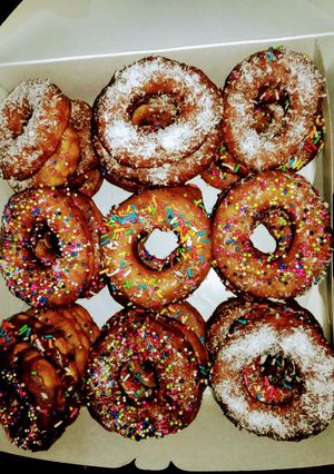 A picture of #Week4challenge Charity recipe. Chocolate donuts 🍩.