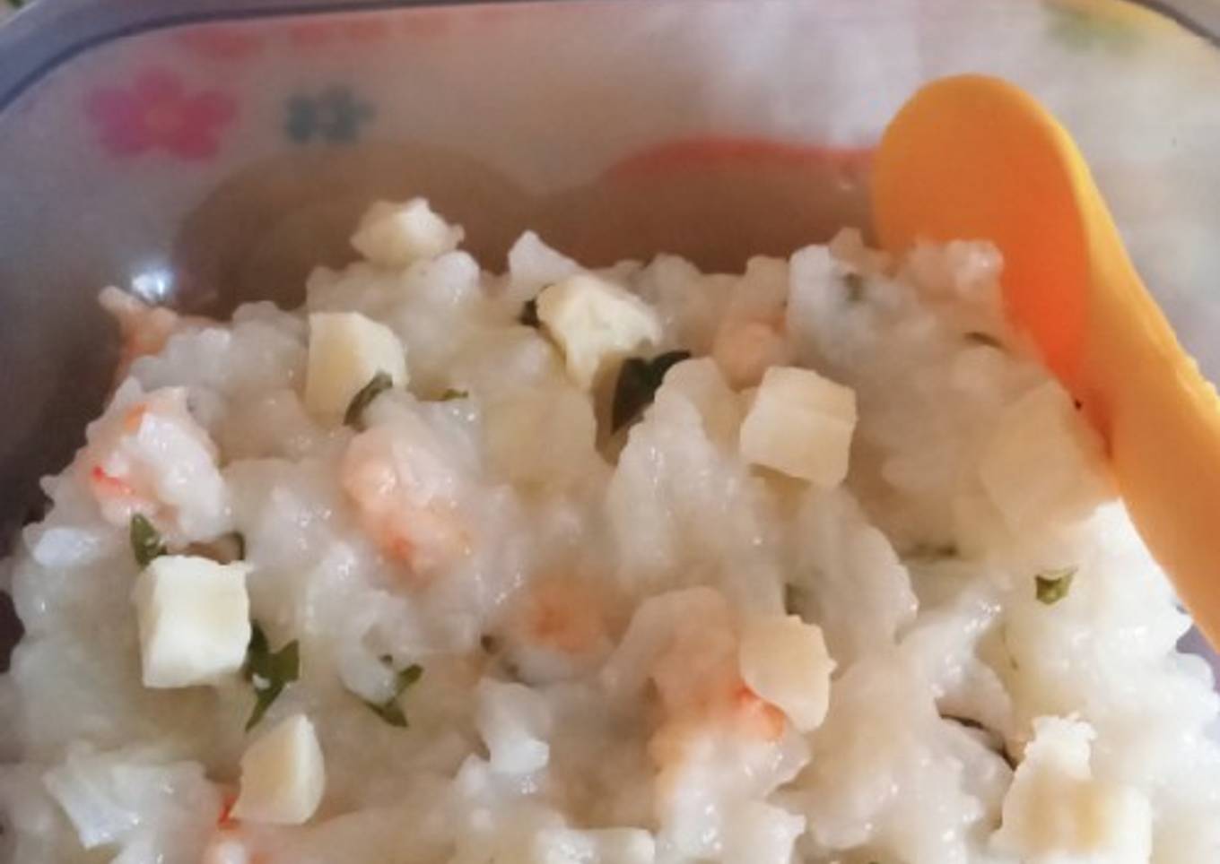Bubur Udang Keju Garlic (MPasi 9+)