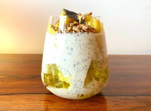Foto de Yogurt com Gelatina e Manga #yogurte #manga #linhaça