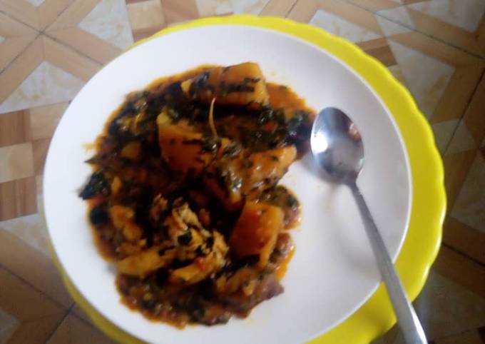 Yam porridge with vegetable
