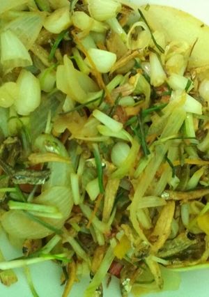 Foto resep Tumis ikan teri daun bawang