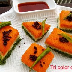 A picture of Tri Color Dhokla.