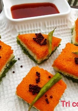 A picture of Tri Color Dhokla.