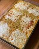 Pastel de fideos gratinados con mix de verduras