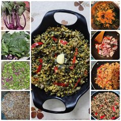 Knol khol leaves and Red masoor dal sabzi A picture of Knol khol leaves and Red masoor dal sabzi.