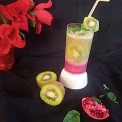 A picture of Kiwi Pomegranate mocktail (Layered mocktail).
