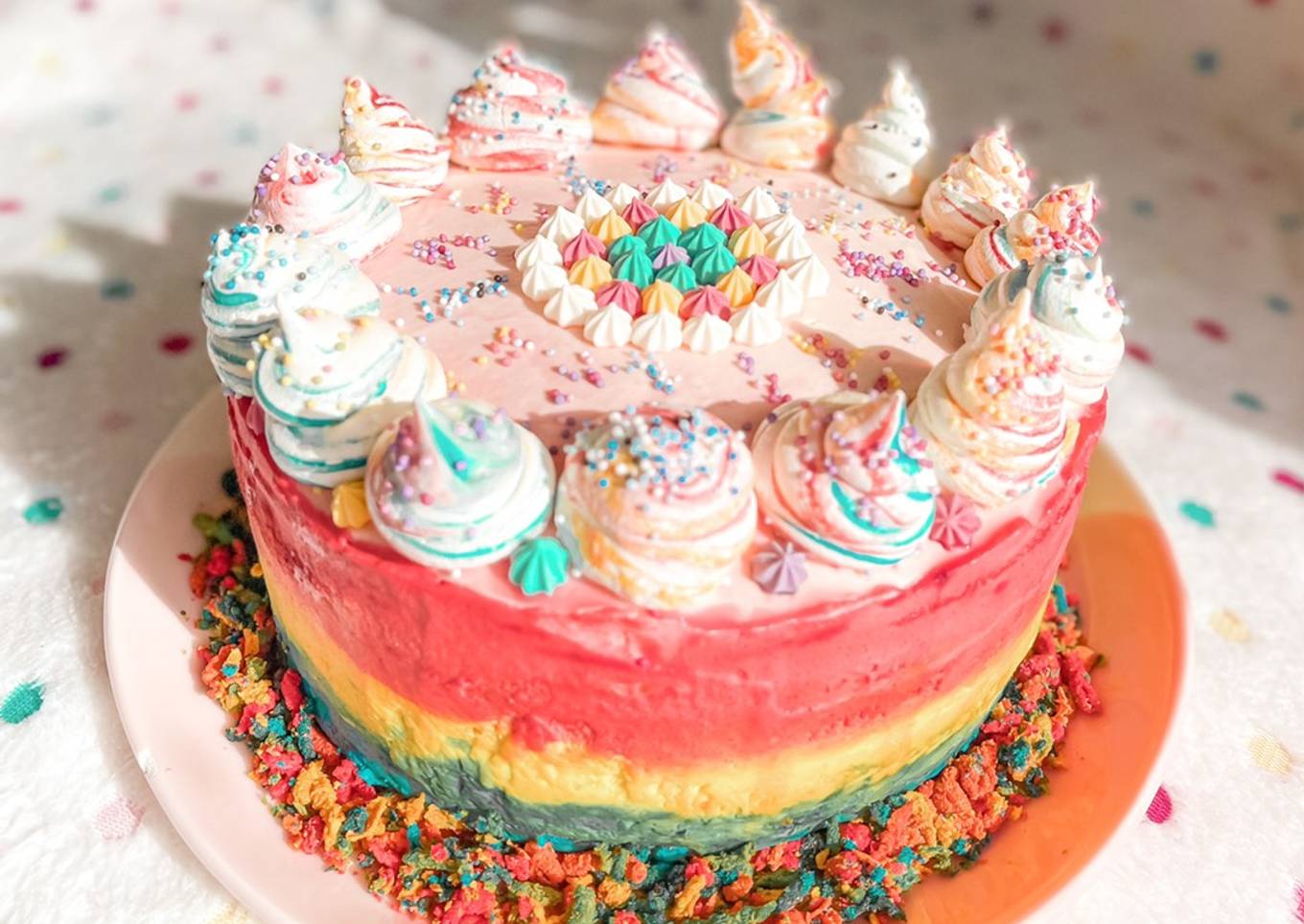 Rainbow cake 🌈 (avec crème anglaise)