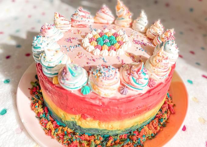 Rainbow cake 🌈 (avec crème anglaise)