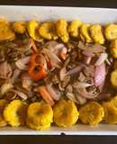 Lomito saltado acompañado de patacones