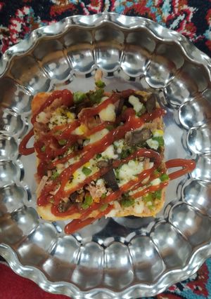 عکسی از دستور پیتزا تک نفره خیلی راحت وخوشمزه😋