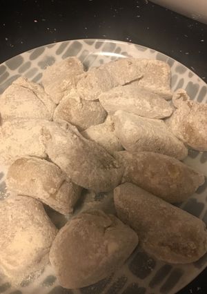 A picture of Dessert - Banana rice mochi  (pre:15, steam 30min, cook: 5min).