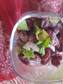 A picture of Three coloured bean salad cup.