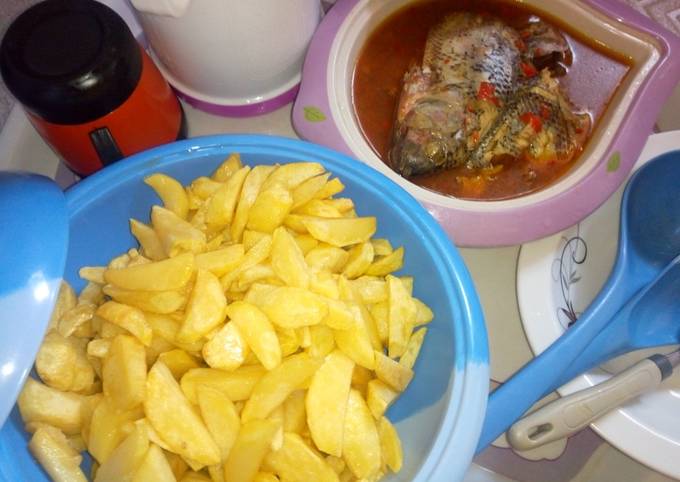 My fish pepper soup with chips
