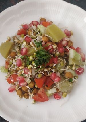 A picture of Mix sprouts sweet potato salad.