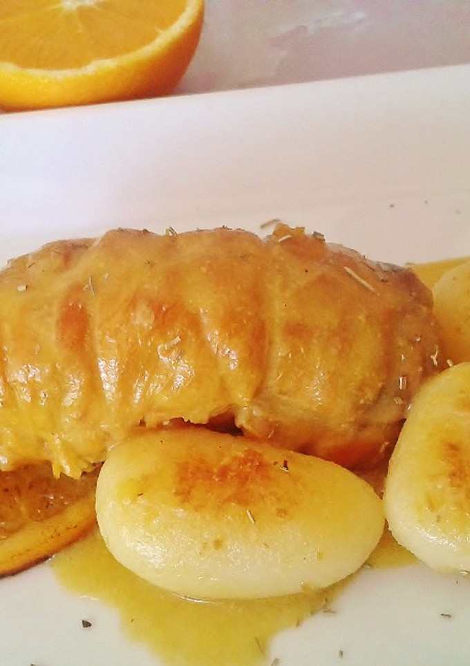 Una foto de Traseros de pollo a la naranja