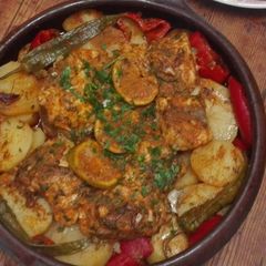 Moroccan "tagine" of fish A picture of Moroccan "tagine" of fish.