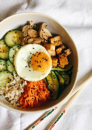 Une photo de Bibimbap veggie