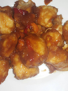 Una foto de Pollo salsa agridulce