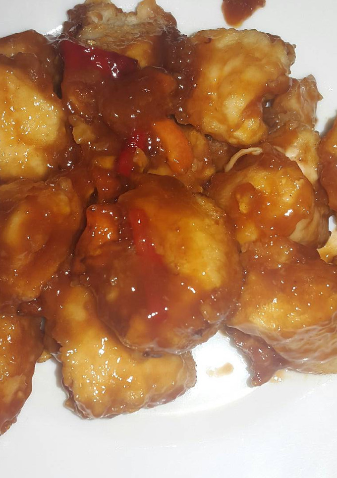 Una foto de Pollo salsa agridulce