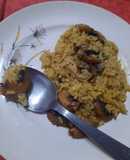 Arroz con azafrán y hongos (tipo risotto)