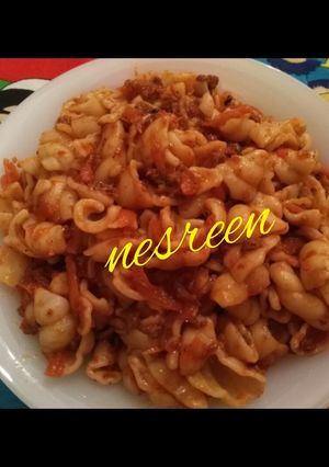 صورة لوصفة مكرونه باللحمه المفرومه