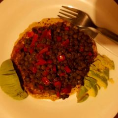 A picture of Fried lentils with avocado.