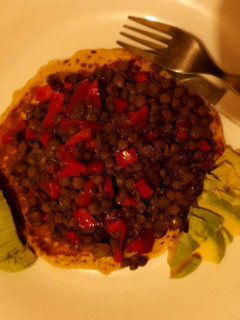 A picture of Fried lentils with avocado.