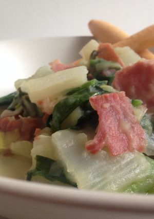 Una foto de Tándem de verduras con confetti de jamón
