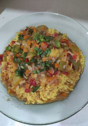 Una foto de Arroz con salsa de zapallitos súper light