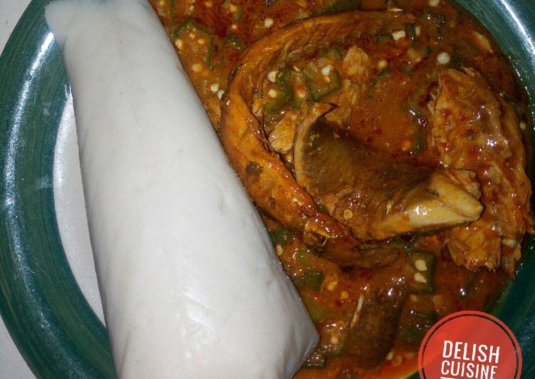 Okro soup and Agidi (Corn Jellos)