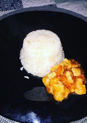 Édes-savanyú csirkemell, rizzsel recept fotója