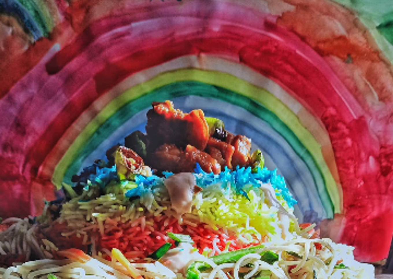 Rainbow Singaporean rice